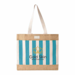 Tas van gerecycled katoen en jute met ruitdesign 220 g/m² kleur riviera blauw derde weergave