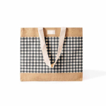 Tas van gerecycled katoen en jute met ruitdesign 220 g/m² kleur wit/zwart tweede weergave