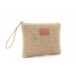 Toilettas van papier en polyester met label voor bedrukking kleur naturel tweede weergave