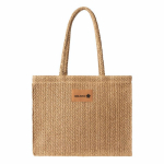 Papieren en polyester tas met lange hengsels, met label kleur bruin tweede weergave