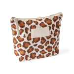 Toilettas van gerecycled katoen met dierenprint 200 g/m² kleur bruin eerste weergave