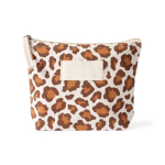 Toilettas van gerecycled katoen met dierenprint 200 g/m² kleur bruin