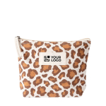 Toilettas van gerecycled katoen met dierenprint 200 g/m² kleur bruin met afdrukgebied