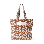 Tas van gerecycled katoen met animal print 200 g/m² kleur bruin