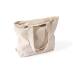 Tas van gerecycled katoen met rits en lange hengsels 280 g/m² kleur naturel tweede weergave