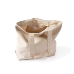 Tas van gerecycled katoen met rits en lange hengsels 280 g/m² kleur naturel derde weergave