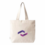 Tas van gerecycled katoen met rits en lange hengsels 280 g/m² kleur naturel vijfde weergave