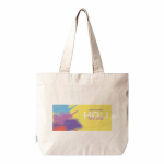 Tas van gerecycled katoen met rits en lange hengsels 280 g/m² kleur naturel zesde weergave