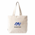 Tas van gerecycled katoen met rits en lange hengsels 280 g/m² kleur naturel gedetailleerde weergave