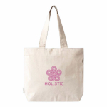 Tas van gerecycled katoen met rits en lange hengsels 280 g/m² kleur naturel gedetailleerde weergave 2