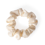 Set van 2 scrunchies met glanzend polyester presentatiezakje kleur naturel