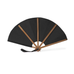 Opvouwbare waaier van bamboe en polyester voor events 23 cm kleur zwart eerste weergave