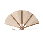 Opvouwbare waaier van bamboe en polyester voor events 23 cm kleur naturel eerste weergave
