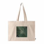 Fairtrade katoenen tas met bodem-vouw en lange hengsels 220 g/m² kleur naturel vijfde weergave