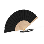 Houten en polyester waaier met bijpassende stof en koord kleur zwart eerste weergave