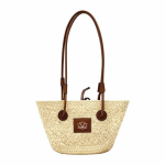 Grote rieten tas met lange hengsels 280 g/m² kleur naturel vijfde weergave