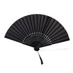 Bamboe en polyester waaier met latjes van 21 cm kleur zwart eerste weergave