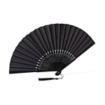 Bamboe en polyester waaier met latjes van 21 cm kleur zwart tweede weergave