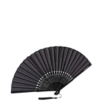 Bamboe en polyester waaier met latjes van 21 cm kleur zwart met afdrukgebied