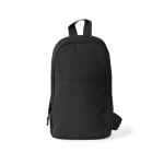 Polyester schoudertas met één compartiment en voorvak kleur zwart