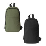 Polyester schoudertas met één compartiment en voorvak kleur groen derde weergave