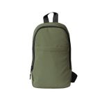 Polyester schoudertas met één compartiment en voorvak kleur groen