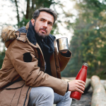 Lekvrije thermosfles van gerecycled roestvrij staal 500 ml kleur rood tweede weergave