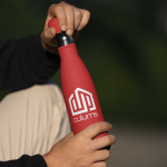 Thermosfles 500 ml van gerecycled roestvrij staal met zachte touch kleur rood derde weergave