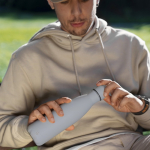 Thermosfles 500 ml van gerecycled roestvrij staal met zachte touch kleur grijs tweede weergave