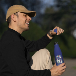 Thermosfles 500 ml van gerecycled roestvrij staal met zachte touch kleur donkerblauw derde weergave