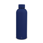 Thermosfles 500 ml van gerecycled roestvrij staal met lekvrije sluiting kleur donkerblauw