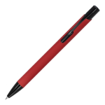 Gerecyclede aluminium pen met zwarte clip en blauwe inkt kleur rood