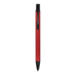 Gerecyclede aluminium pen met zwarte clip en blauwe inkt kleur rood tweede weergave