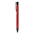 Gerecyclede aluminium pen met zwarte clip en blauwe inkt kleur rood derde weergave