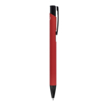 Gerecyclede aluminium pen met zwarte clip en blauwe inkt kleur rood vijfde weergave
