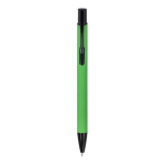 Gerecyclede aluminium pen met zwarte clip en blauwe inkt kleur groen tweede weergave