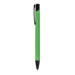 Gerecyclede aluminium pen met zwarte clip en blauwe inkt kleur groen derde weergave