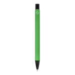 Gerecyclede aluminium pen met zwarte clip en blauwe inkt kleur groen vierde weergave