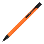 Gerecyclede aluminium pen met zwarte clip en blauwe inkt kleur oranje