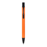 Gerecyclede aluminium pen met zwarte clip en blauwe inkt kleur oranje tweede weergave