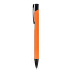 Gerecyclede aluminium pen met zwarte clip en blauwe inkt kleur oranje derde weergave