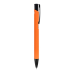Gerecyclede aluminium pen met zwarte clip en blauwe inkt kleur oranje vijfde weergave