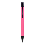 Gerecyclede aluminium pen met zwarte clip en blauwe inkt kleur roze tweede weergave