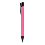 Gerecyclede aluminium pen met zwarte clip en blauwe inkt kleur roze derde weergave