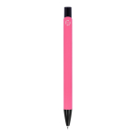 Gerecyclede aluminium pen met zwarte clip en blauwe inkt kleur roze vierde weergave