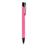 Gerecyclede aluminium pen met zwarte clip en blauwe inkt kleur roze vijfde weergave