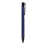 Gerecyclede aluminium pen met zwarte clip en blauwe inkt kleur donkerblauw vijfde weergave