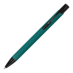 Gerecyclede aluminium pen met zwarte clip en blauwe inkt kleur donkergroen