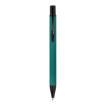 Gerecyclede aluminium pen met zwarte clip en blauwe inkt kleur donkergroen tweede weergave