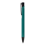 Gerecyclede aluminium pen met zwarte clip en blauwe inkt kleur donkergroen derde weergave